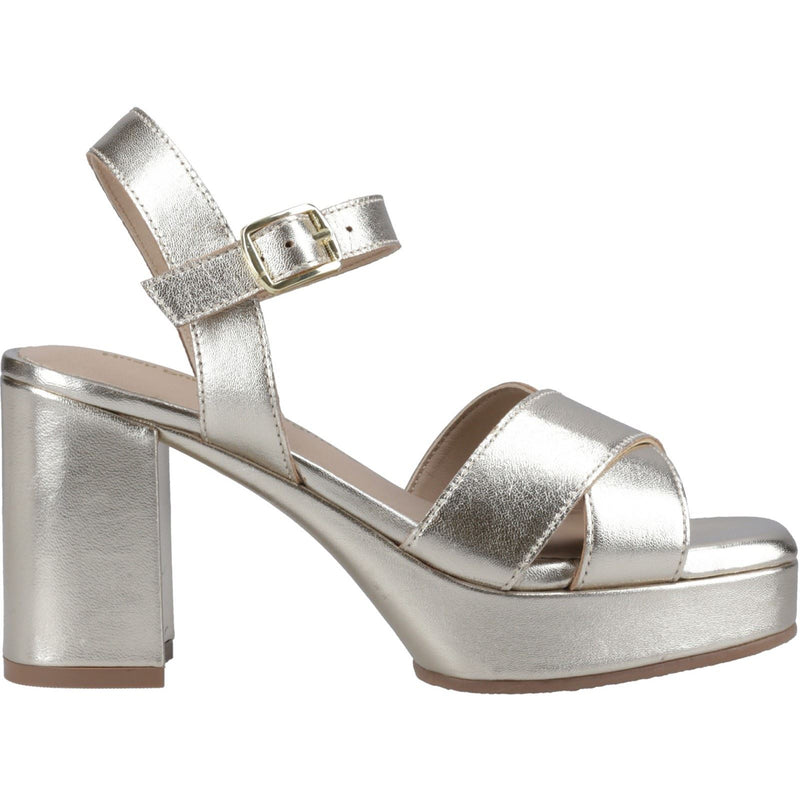 Hush Puppies Ophelia Leather Heel Suede Women's Gold Sandals