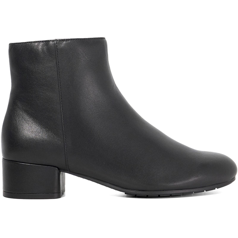 Dune Pippie Leather Women's Black Heeled Ankle Boots
