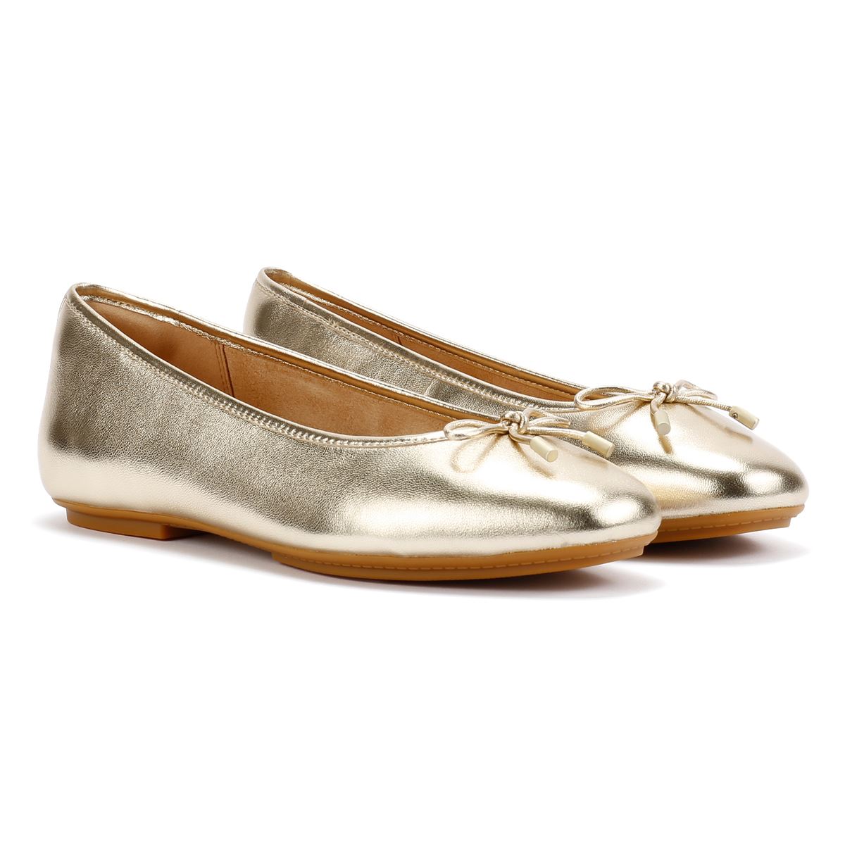 FitFlop Delicato Metallic Leather Women's Platino Ballet Flats