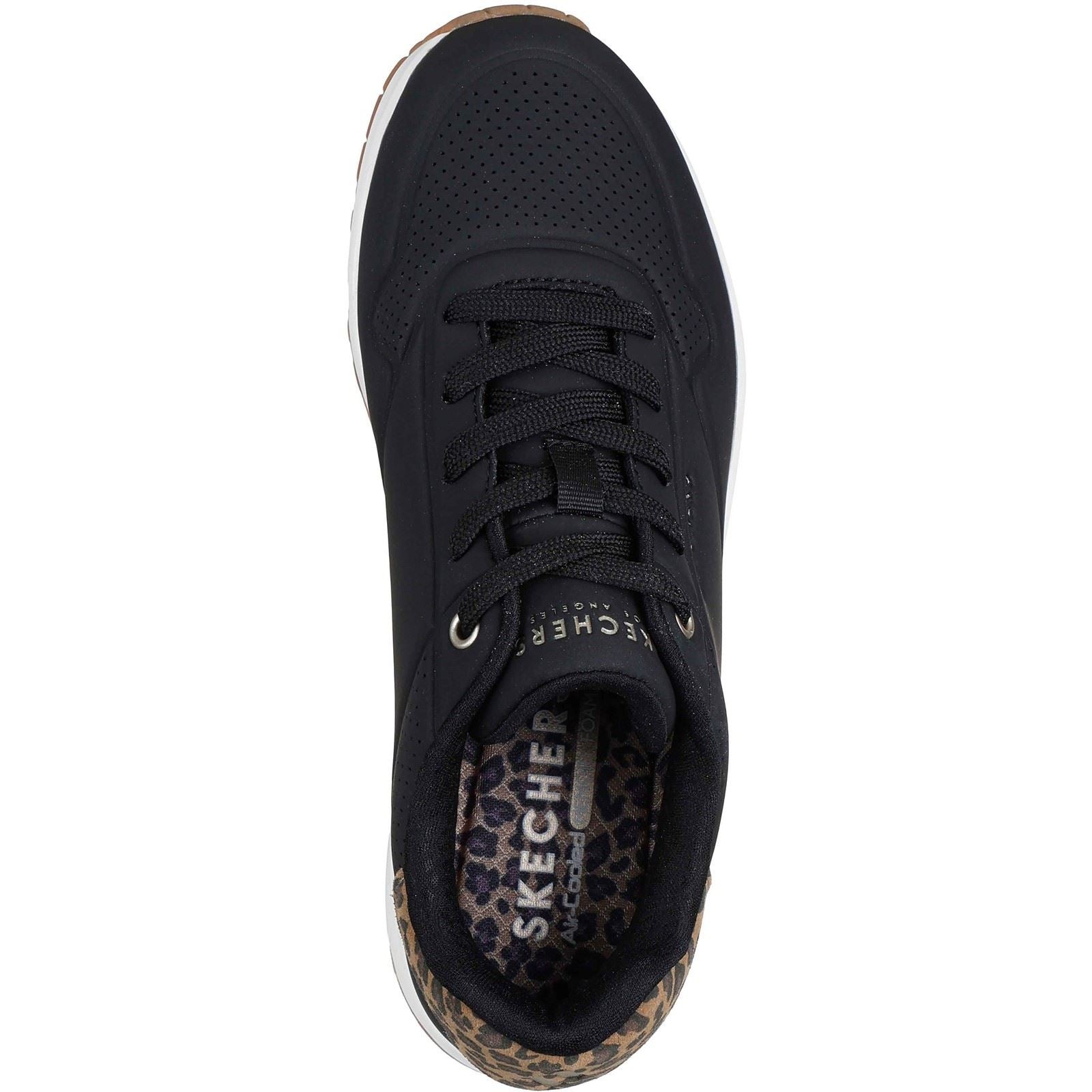 Skechers UNO - Jungle Nite Polyurethane Women's Black/Leopard Standard Trainers