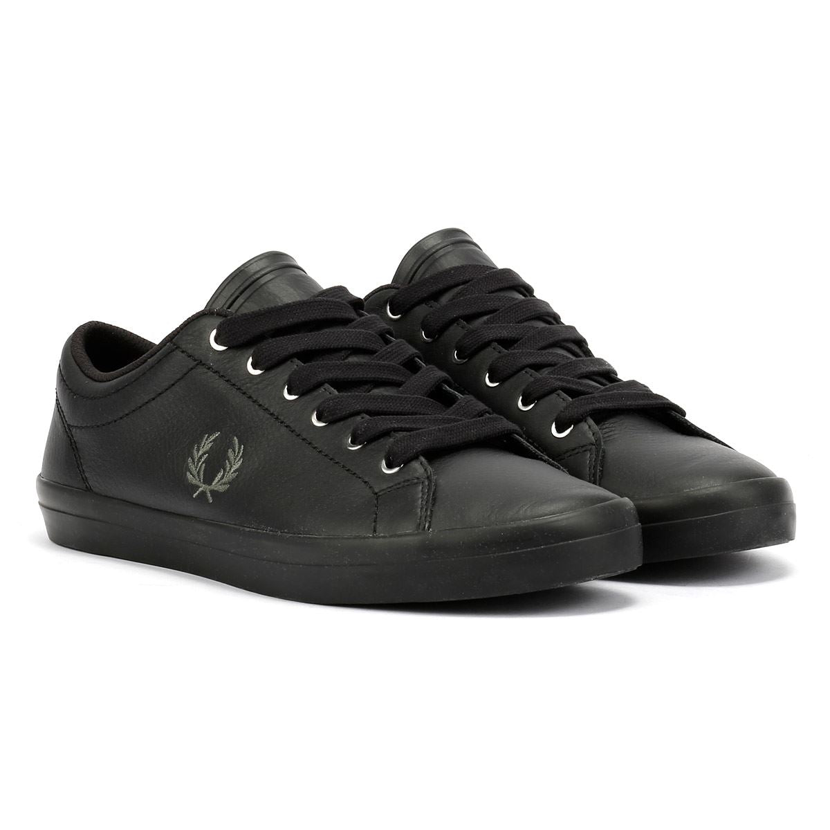Fred Perry Baseline Leather Men's Black/Laurel Green Sneakers