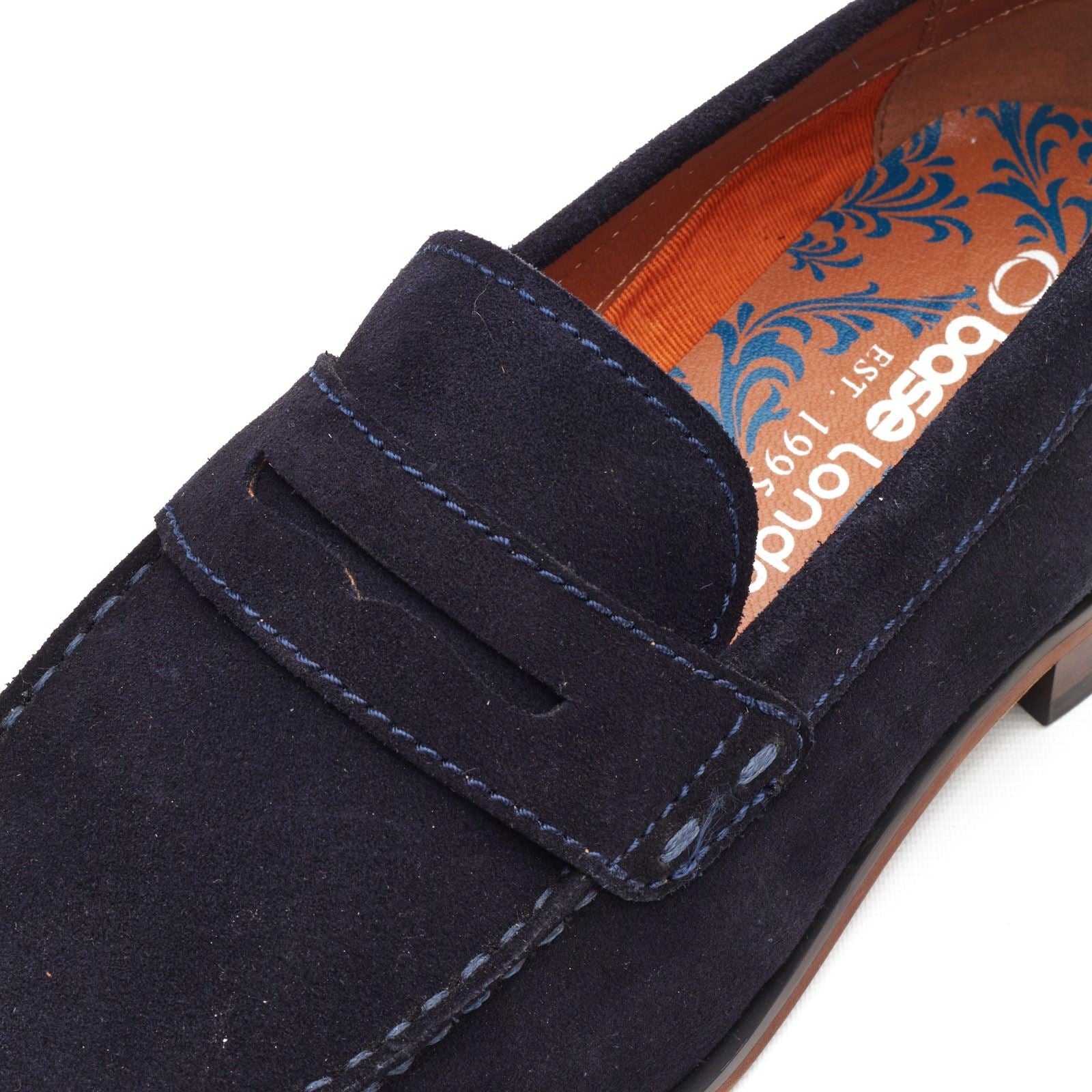 Base London Slate Leather Men's Navy Loafers