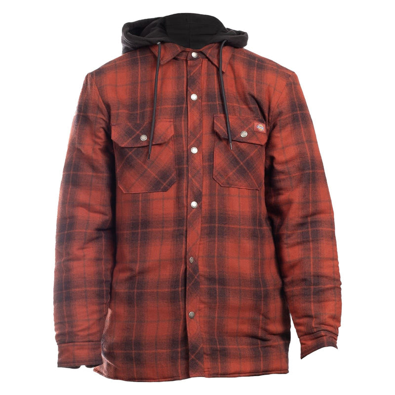 Dickies Fleece Hood Flannel Men's Red Shirt Jacket