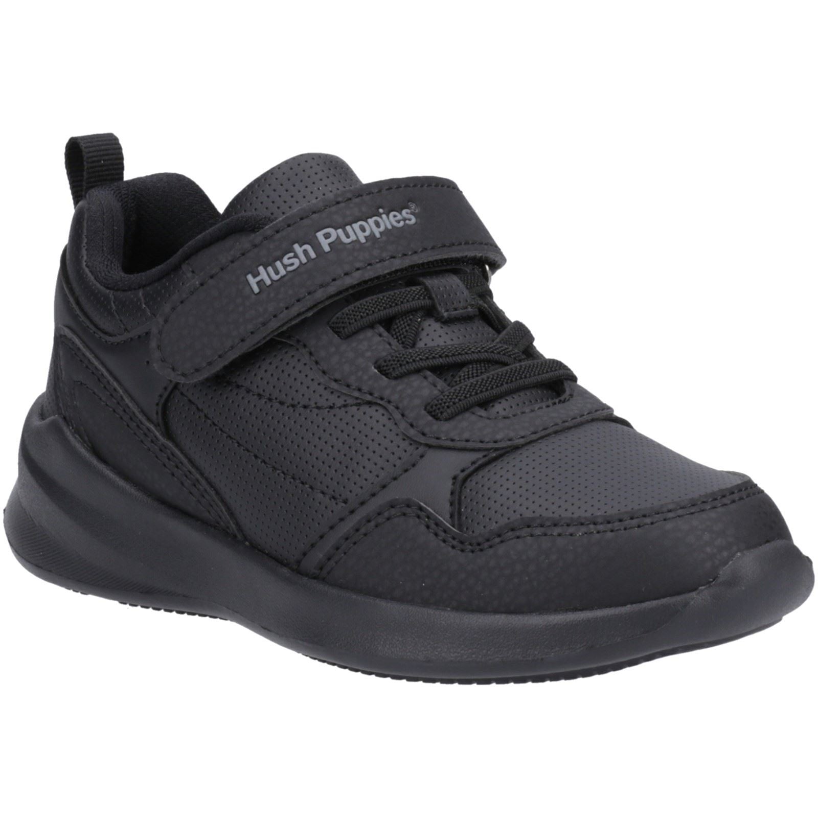 Hush Puppies Marling Bungee Lace Senior Black Shoes - US 8