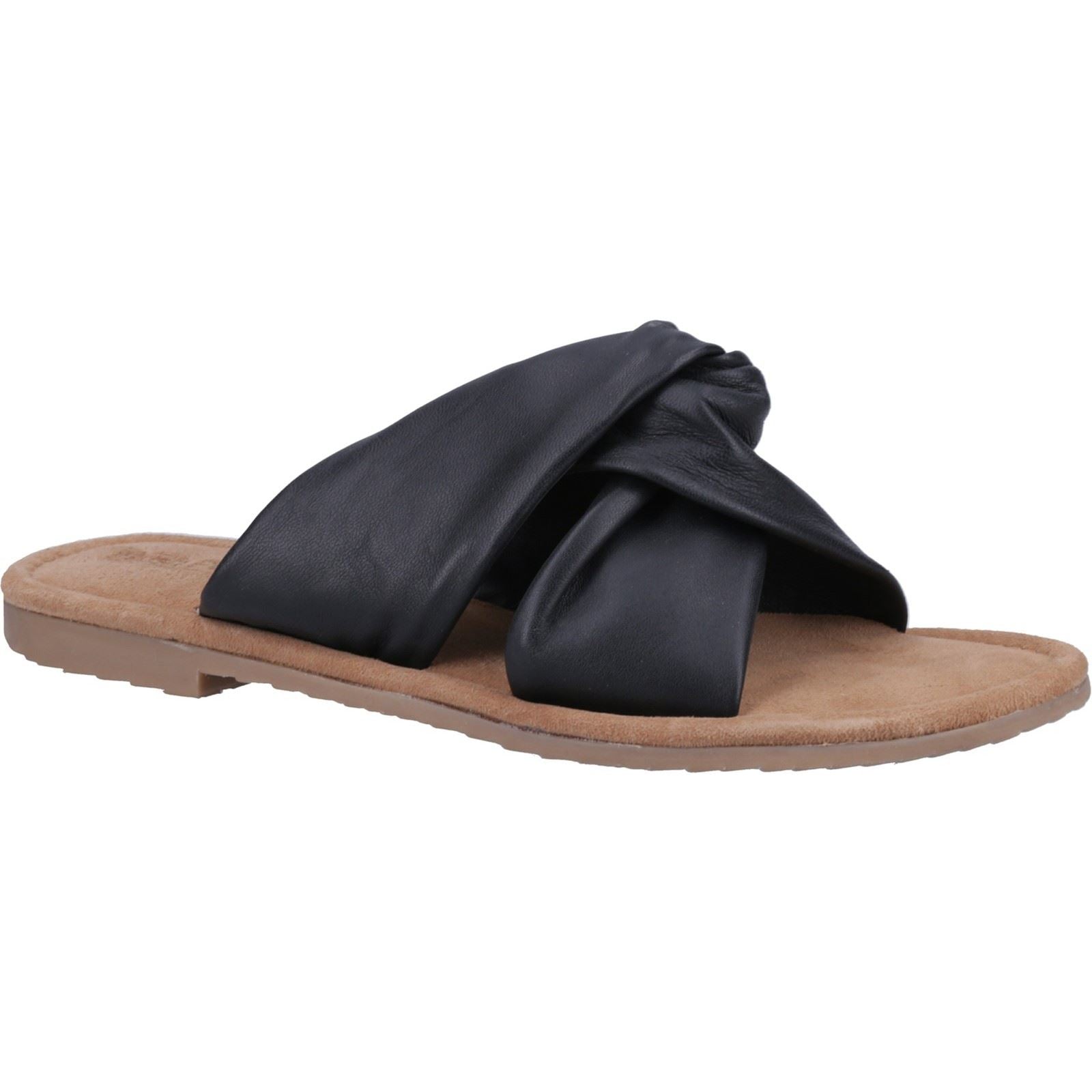 Hush Puppies Amy Wide Fit Leather Women's Black Sandals