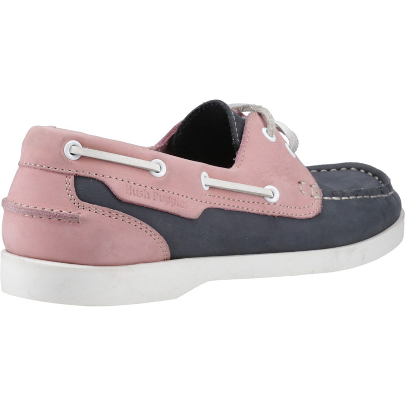 Hush Puppies Isabel Leather Women's Navy/Pink Boat Shoes