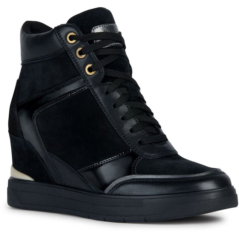 Geox D Maurica Leather Women's Black Sneakers