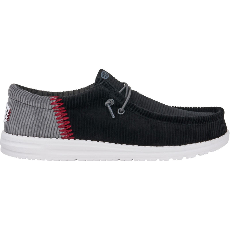 HEYDUDE Wally Funk Corduroy Textile Men's Black Boat Shoes