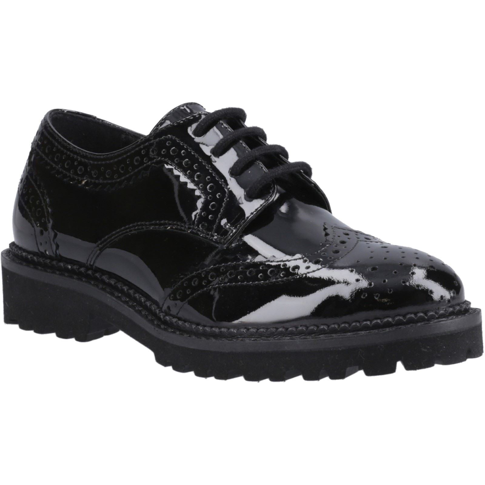 Hush Puppies Gabi Lace Up Leather Girls's Black Brogues