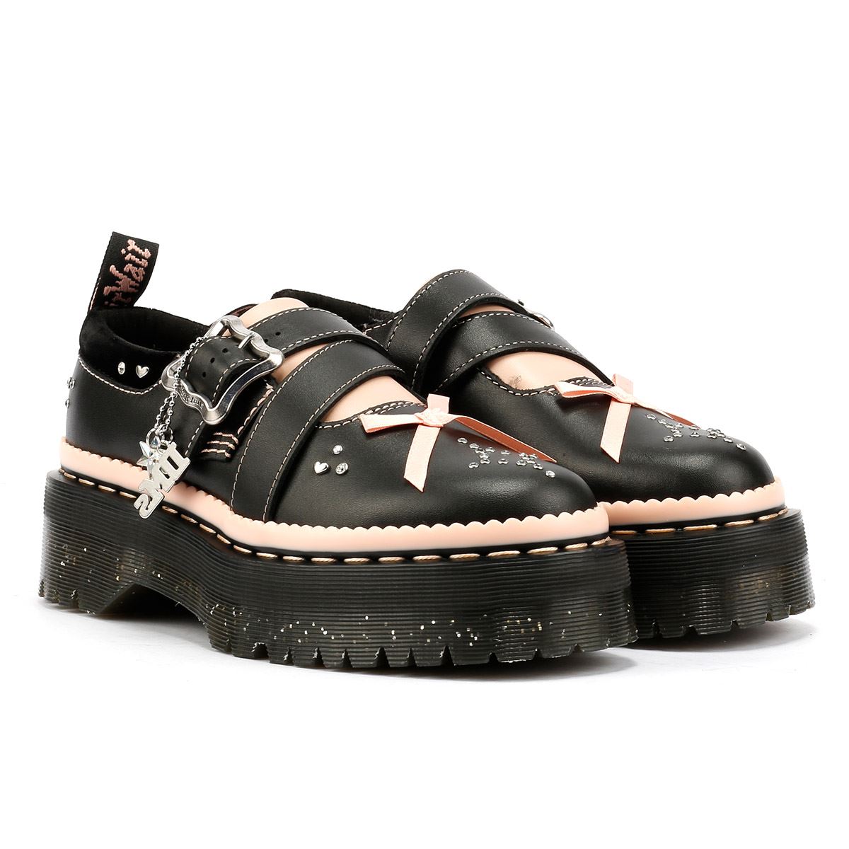 Dr. Martens Kemsley Athena Leather Women's Black/Powder Pink Shoes