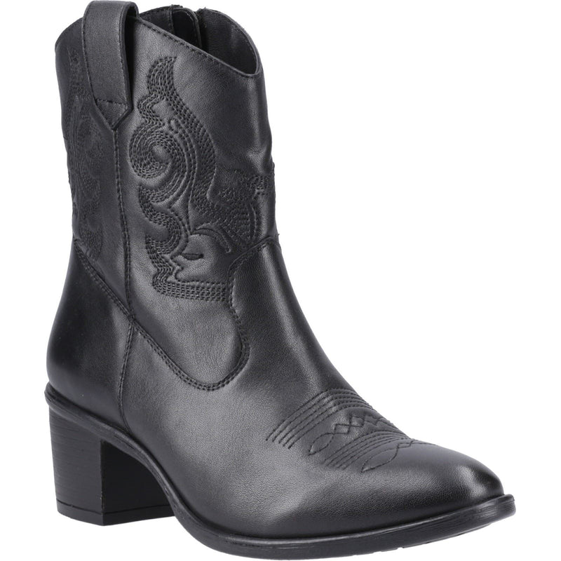 Hush Puppies Wynn Leather Women's Black Heeled Ankle Boots