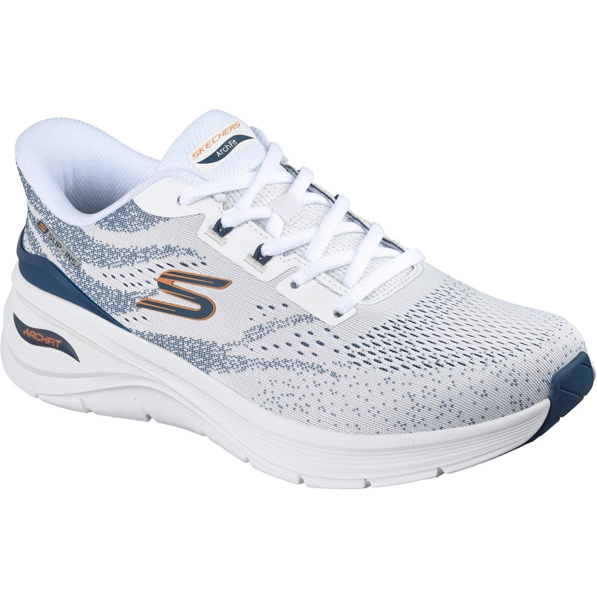 Skechers Arch Fit 3.0 Textile Men's White Mesh/Tpu/Navy Trim Trainers