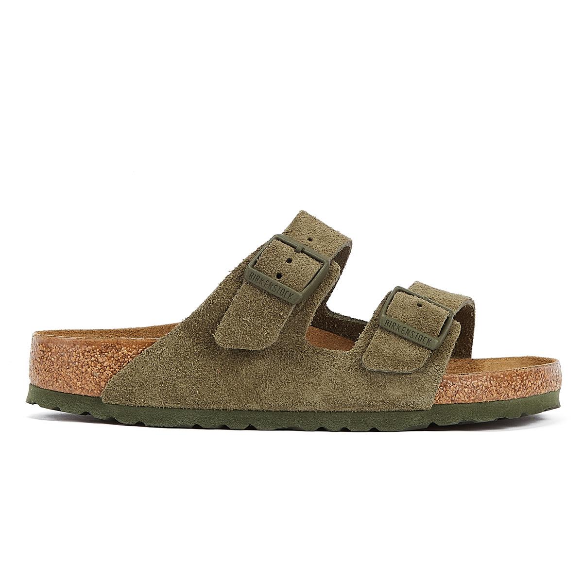 Birkenstock Arizona Suede Leather Thyme Khaki Sandals