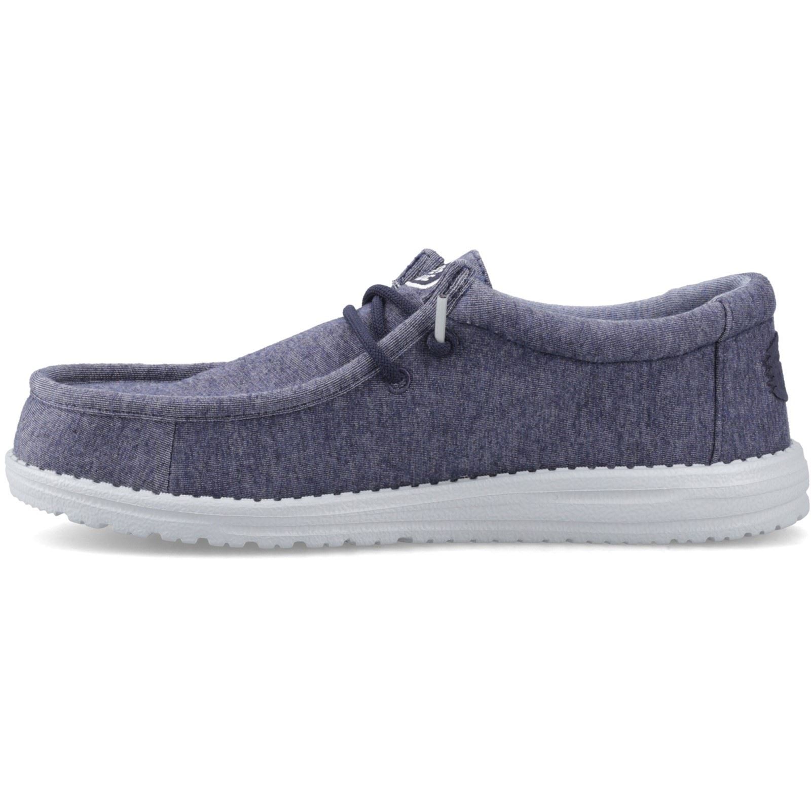 HEYDUDE Wally Stretch Jersey Cotton Men's Navy Moccasins Shoes