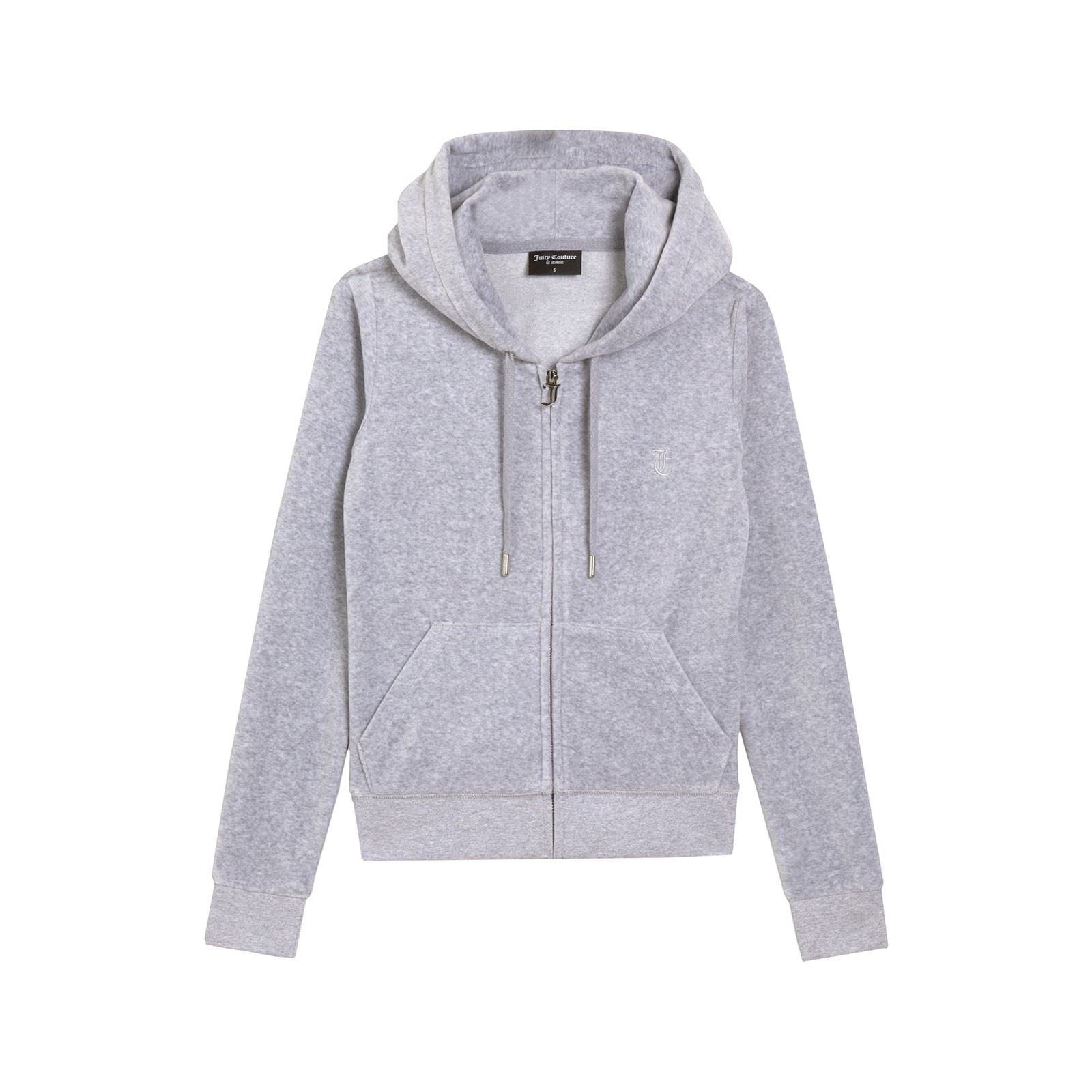 Juicy Couture Robertson Classic Jacket Polyester Women's Silver Hooded Sweatshirt
