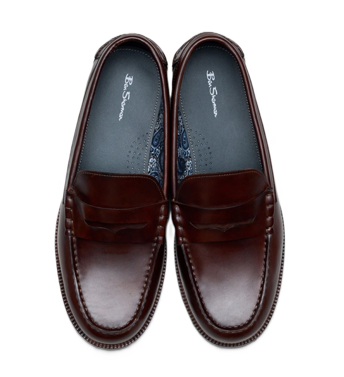 Ben Sherman Sid Brush Off Leather Men's Brown Penny Loafers