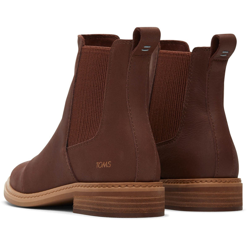 TOMS Charlie Leather Women's Chestnut Heeled Chelsea Boots
