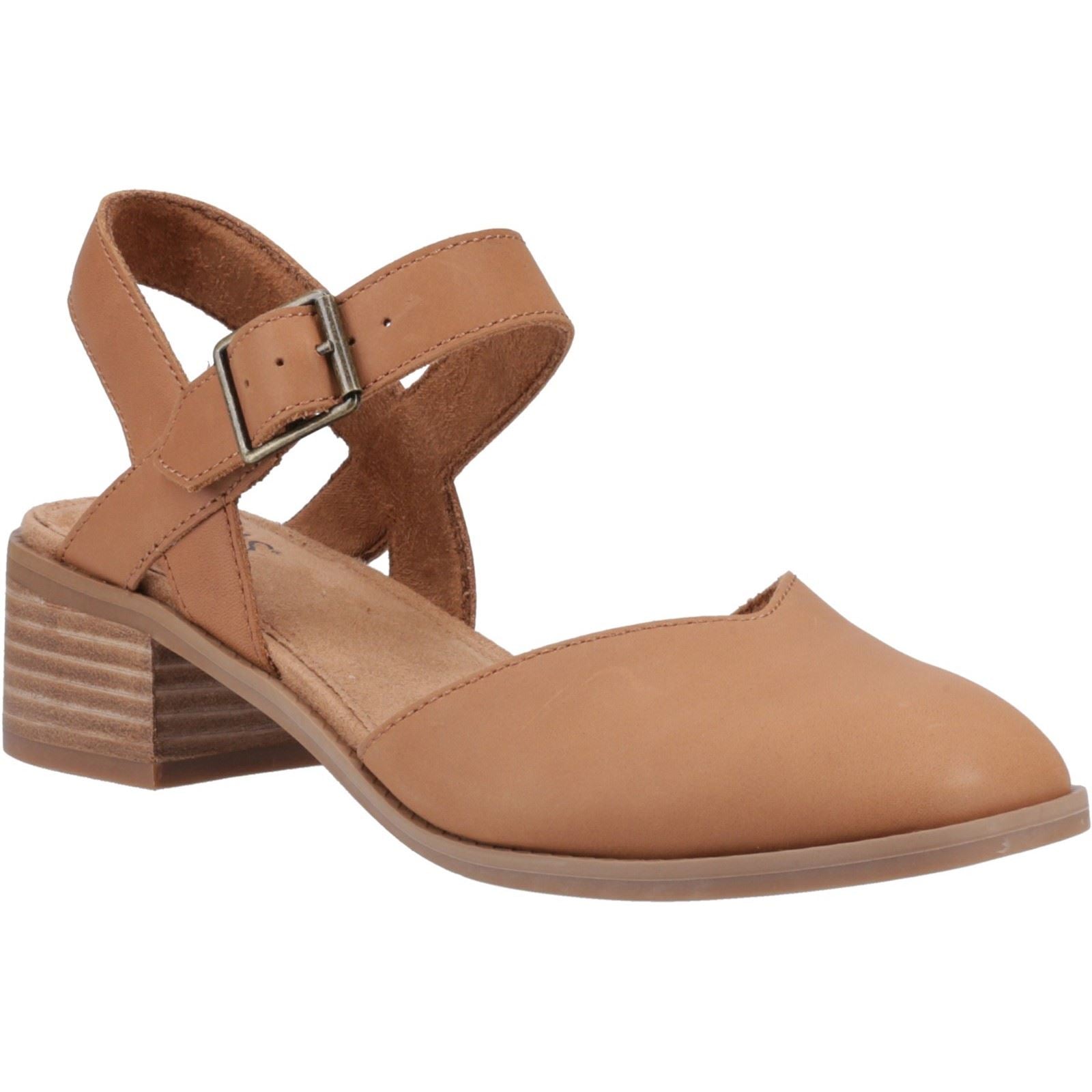 TOMS Jaclyn Leather Women's Brown Sugar Round Slingback Heels