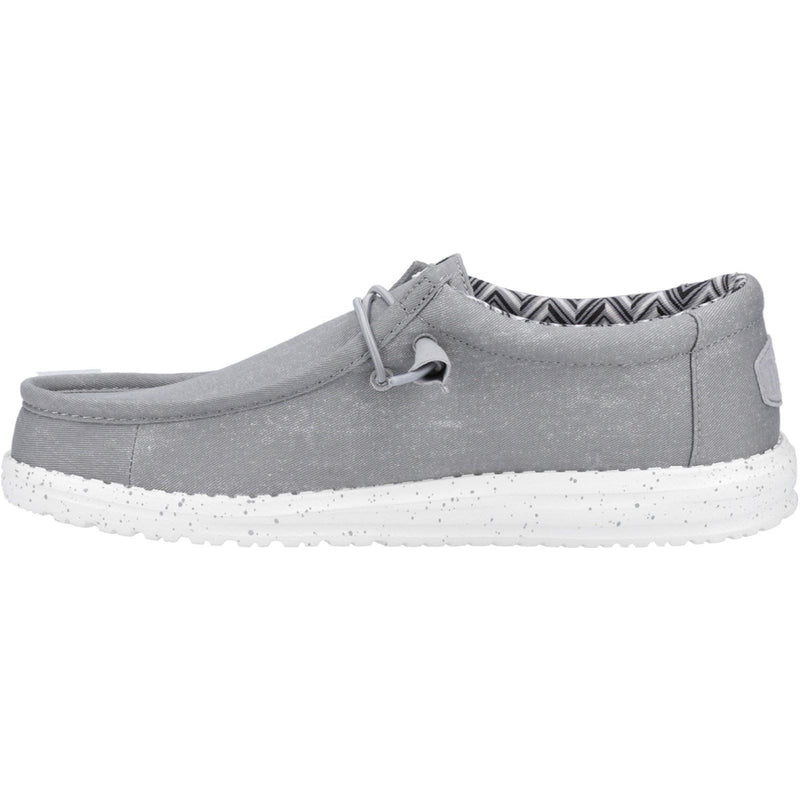 HEYDUDE Wally Canvas 100% Cotton Men's Light Grey Boat Shoes