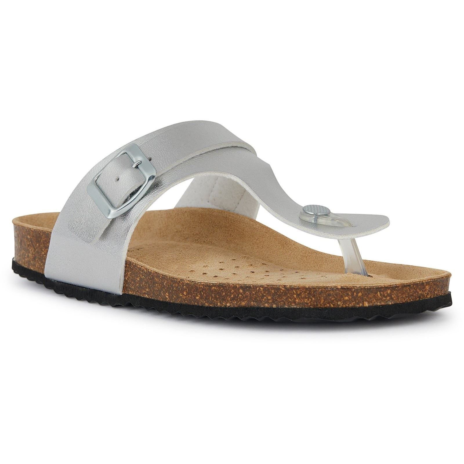Geox D Brionia Metal Synthetic Polyurethane Women's Silver Sandals