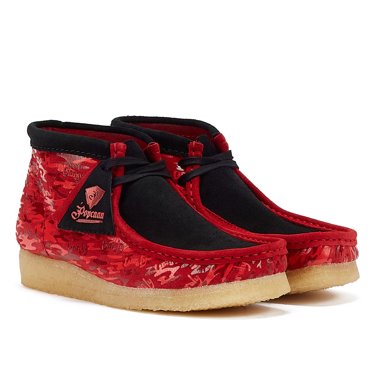 Clarks Popcaan X Wallabee Red Camo Boots