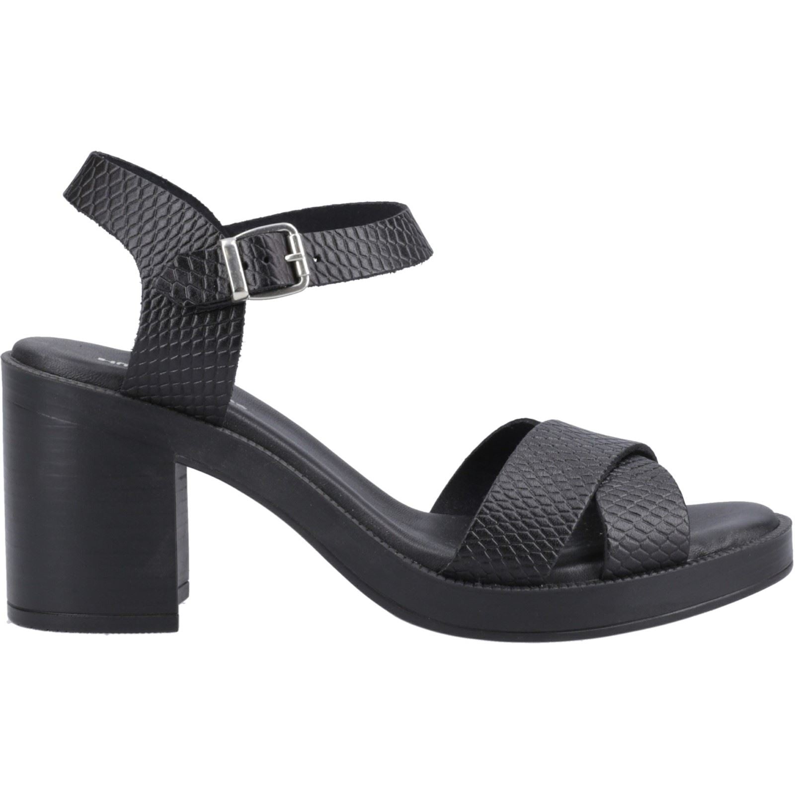 Hush Puppies Georgia Leather Women's Black/Snake Heels
