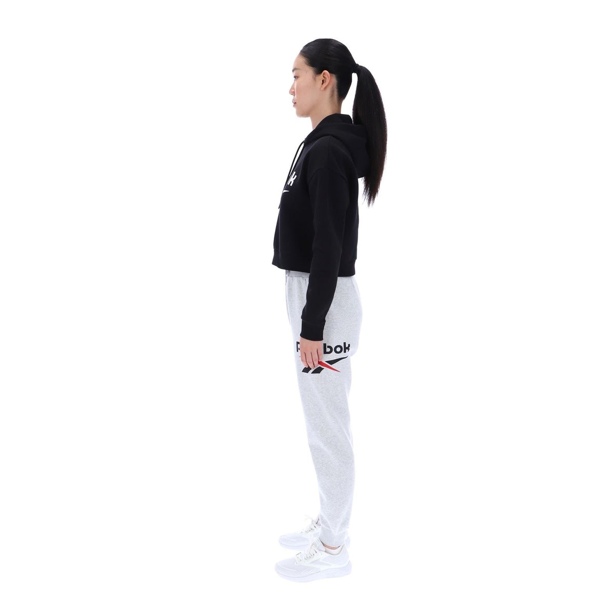 Reebok Avery Oversized Cropped Hoody Cotton Women's Black Hooded Sweatshirt