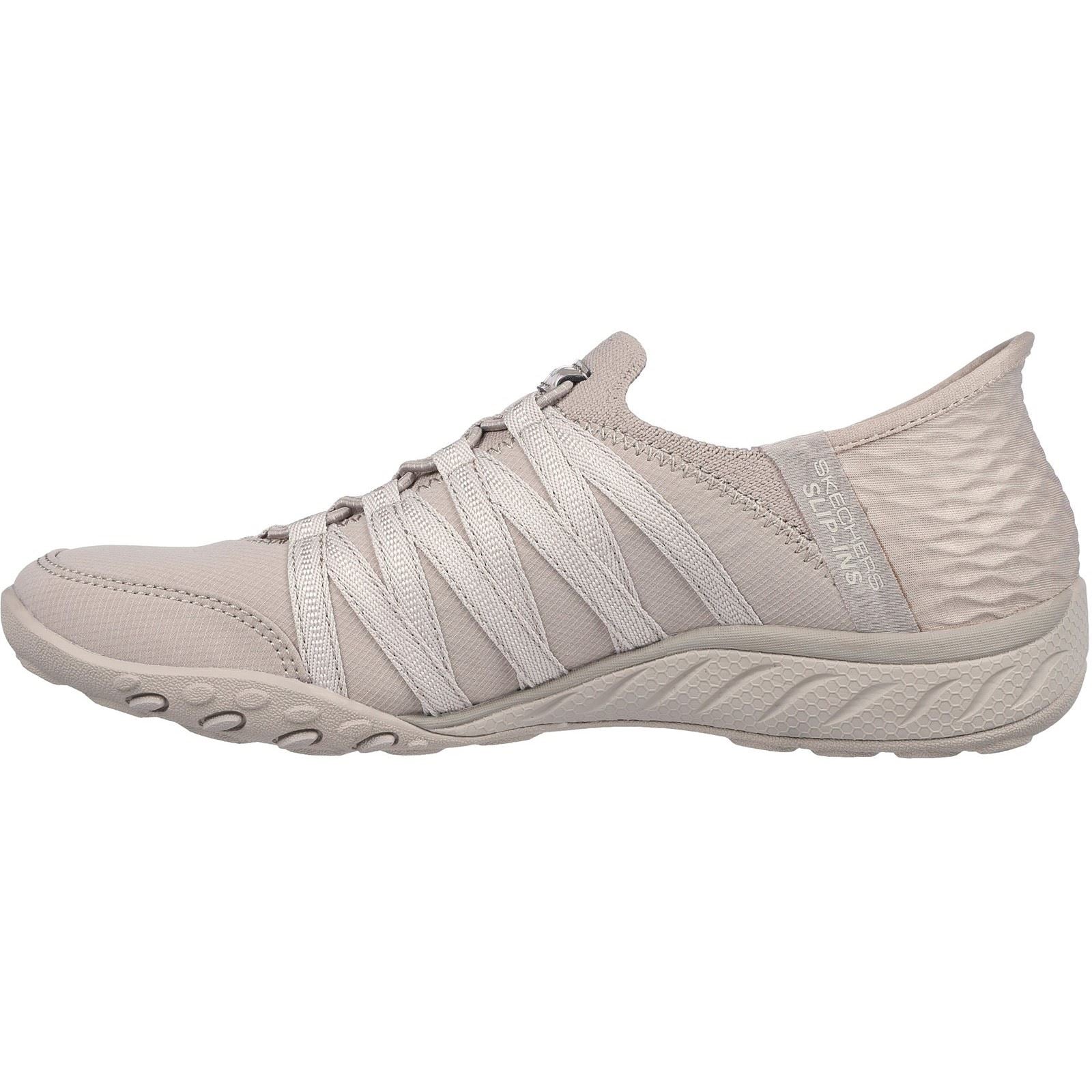 Skechers Breathe-Easy Roll-With-Me Knit Mesh Women's Taupe Sneakers