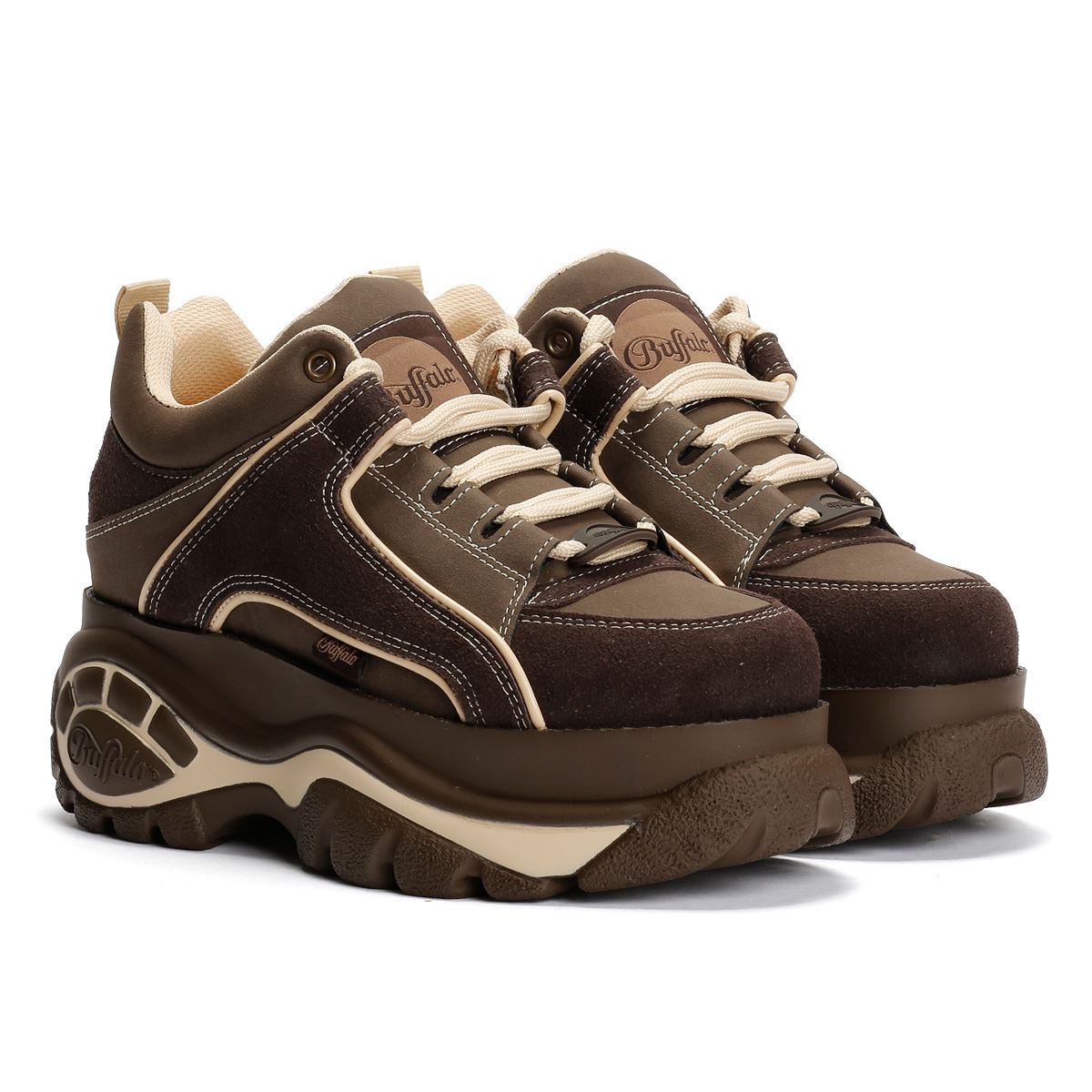 Buffalo 1339-14 Leather Women's Brown/Beige Sneakers
