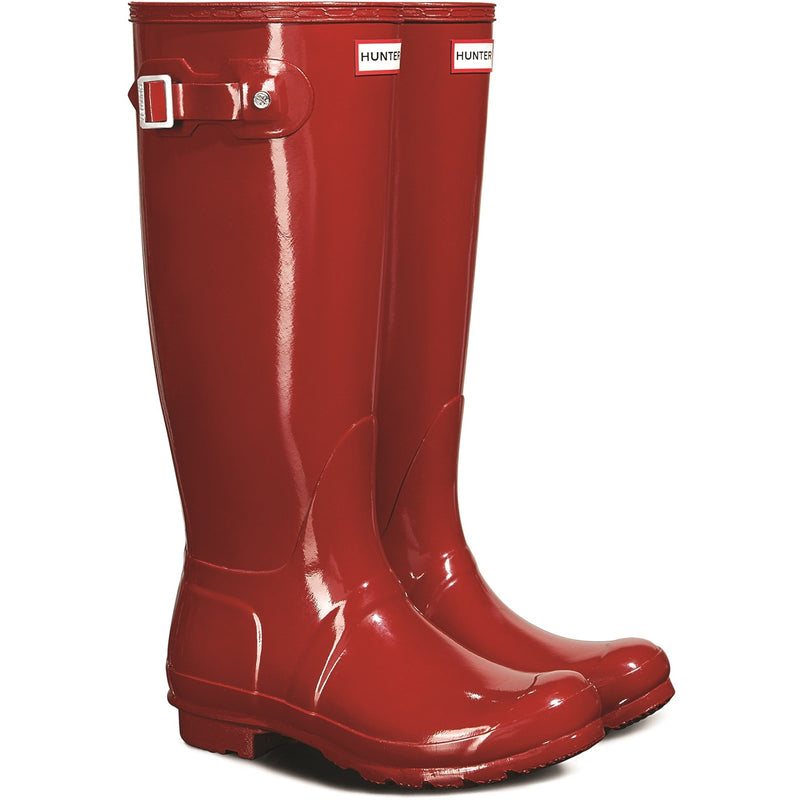 Hunter WFT1000RGL-MLR Original Tall Gloss Wellington Boots Female Red