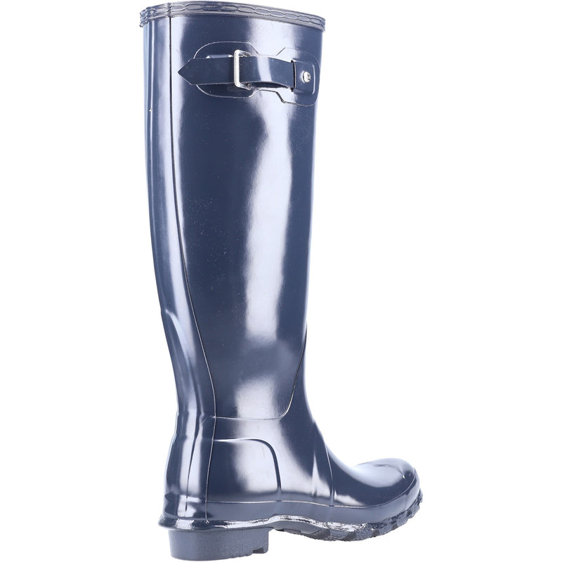 Hunter WFT1000RGL-NVY Original Tall Gloss Wellington Boots Female Navy