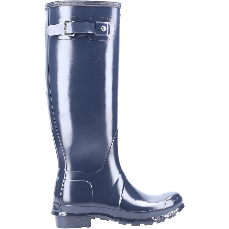 Hunter WFT1000RGL-NVY Original Tall Gloss Wellington Boots Female Navy