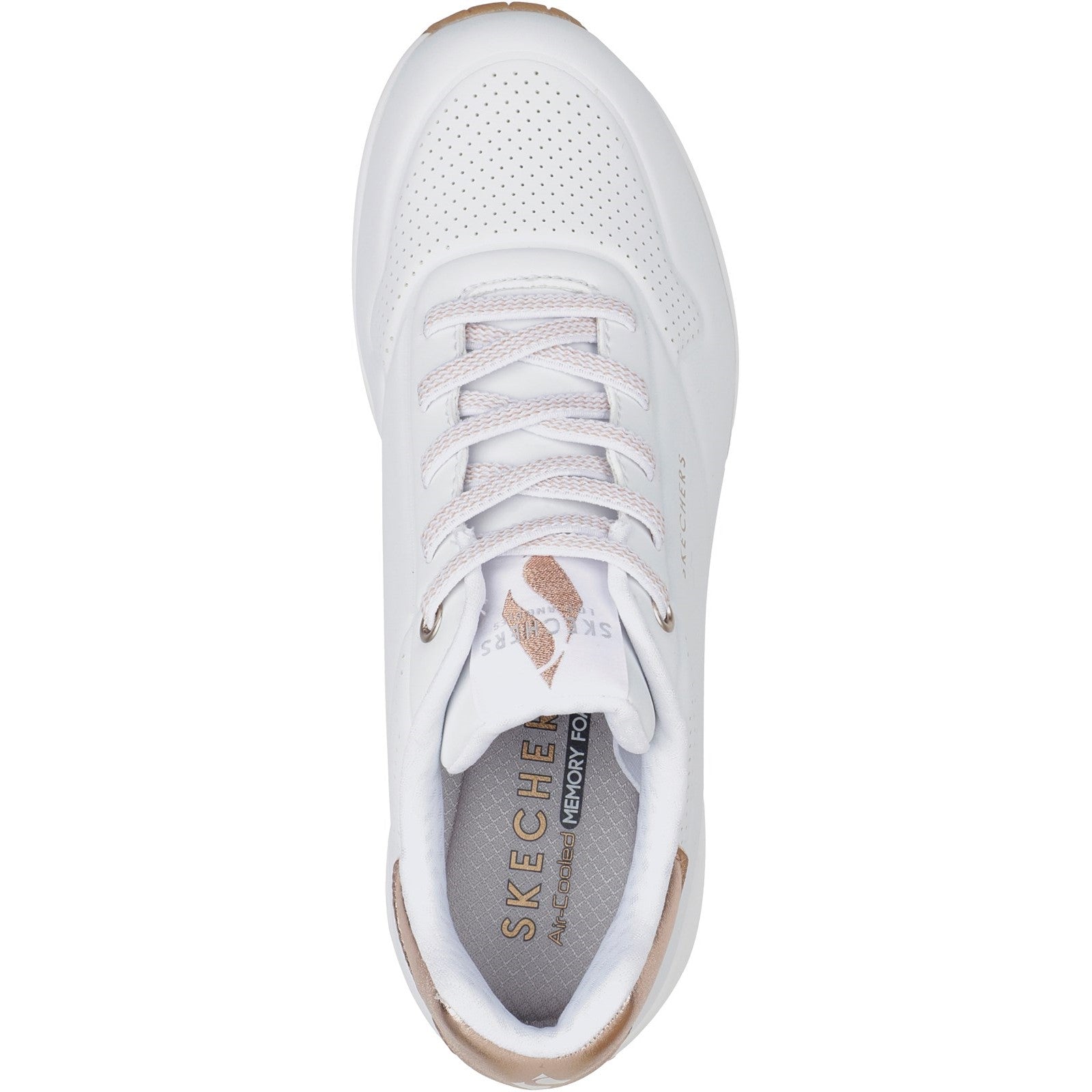 Skechers Womens Uno - Shimmer Away 155196-WHT White Lace Up Shoe