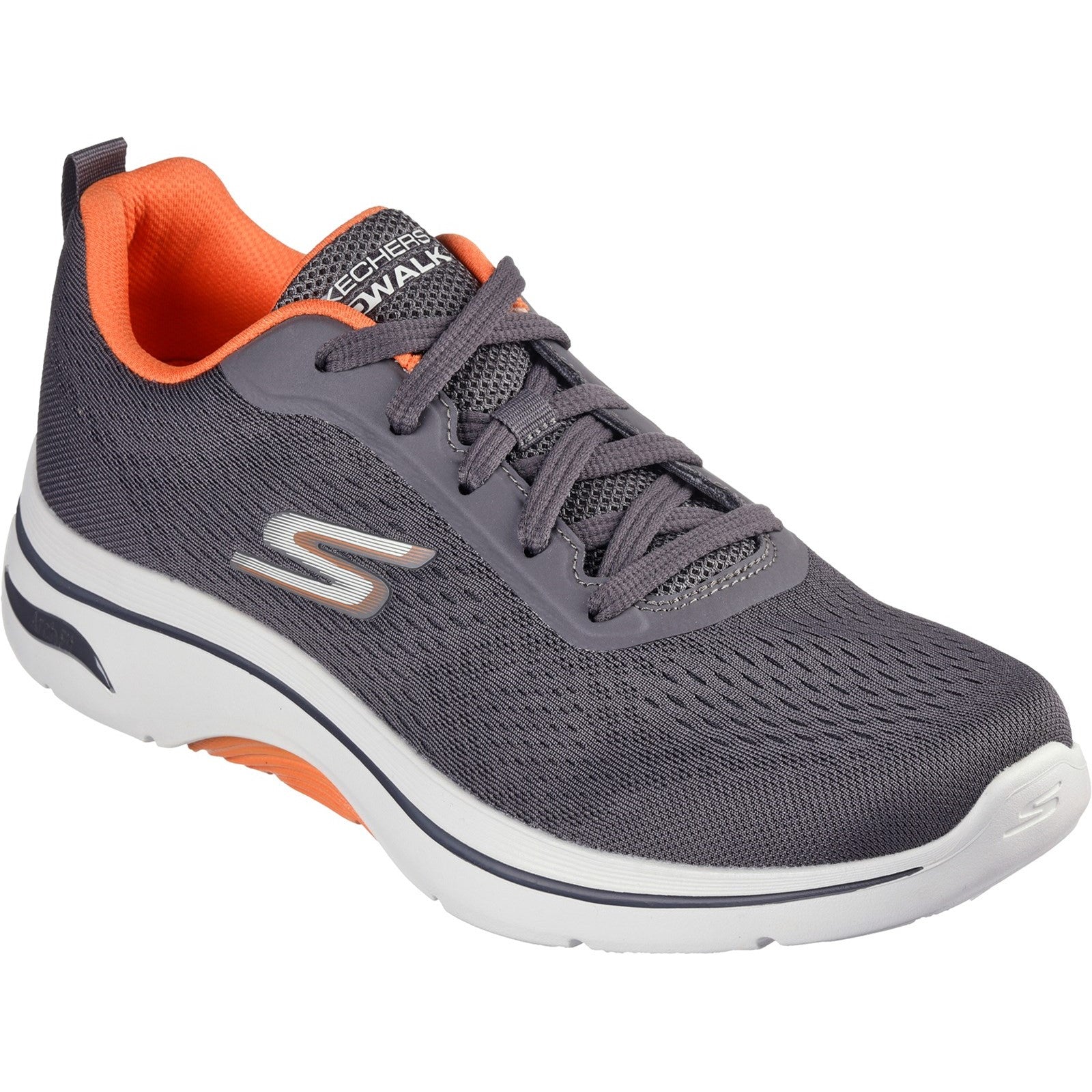 Skechers Mens Go Walk Arch Fit 2.0 Idyllic 216516-CCOR Charcoal/Orange Lace Up Shoe