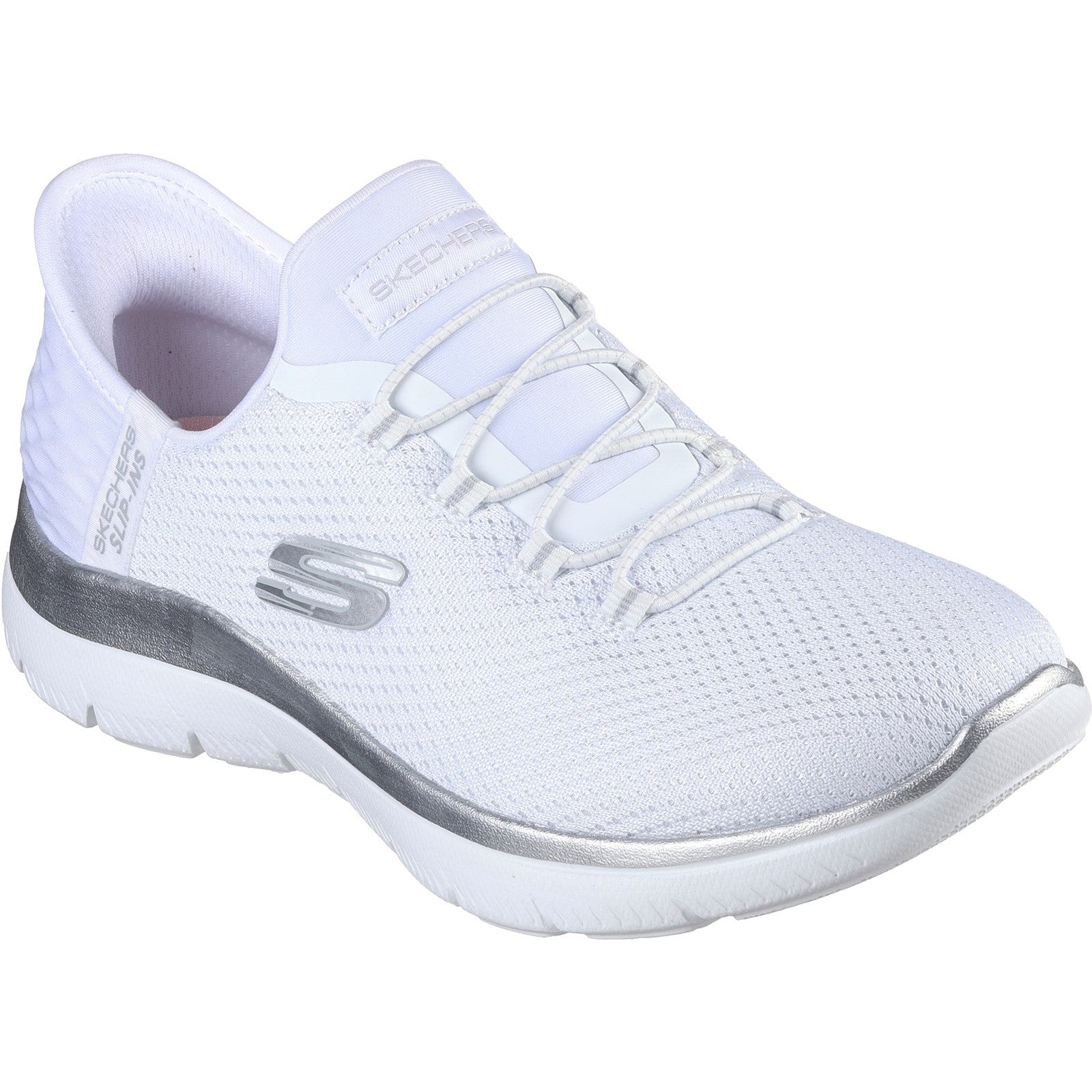 Skechers Womens Summits - Diamond Dream 150123-WSL White/Silver Slip On Shoe