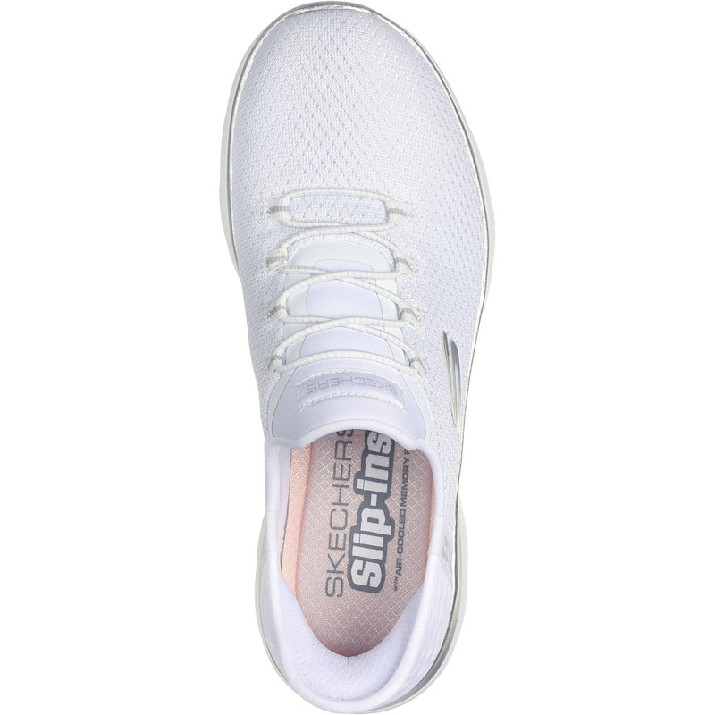 Skechers Womens Summits - Diamond Dream 150123-WSL White/Silver Slip On Shoe