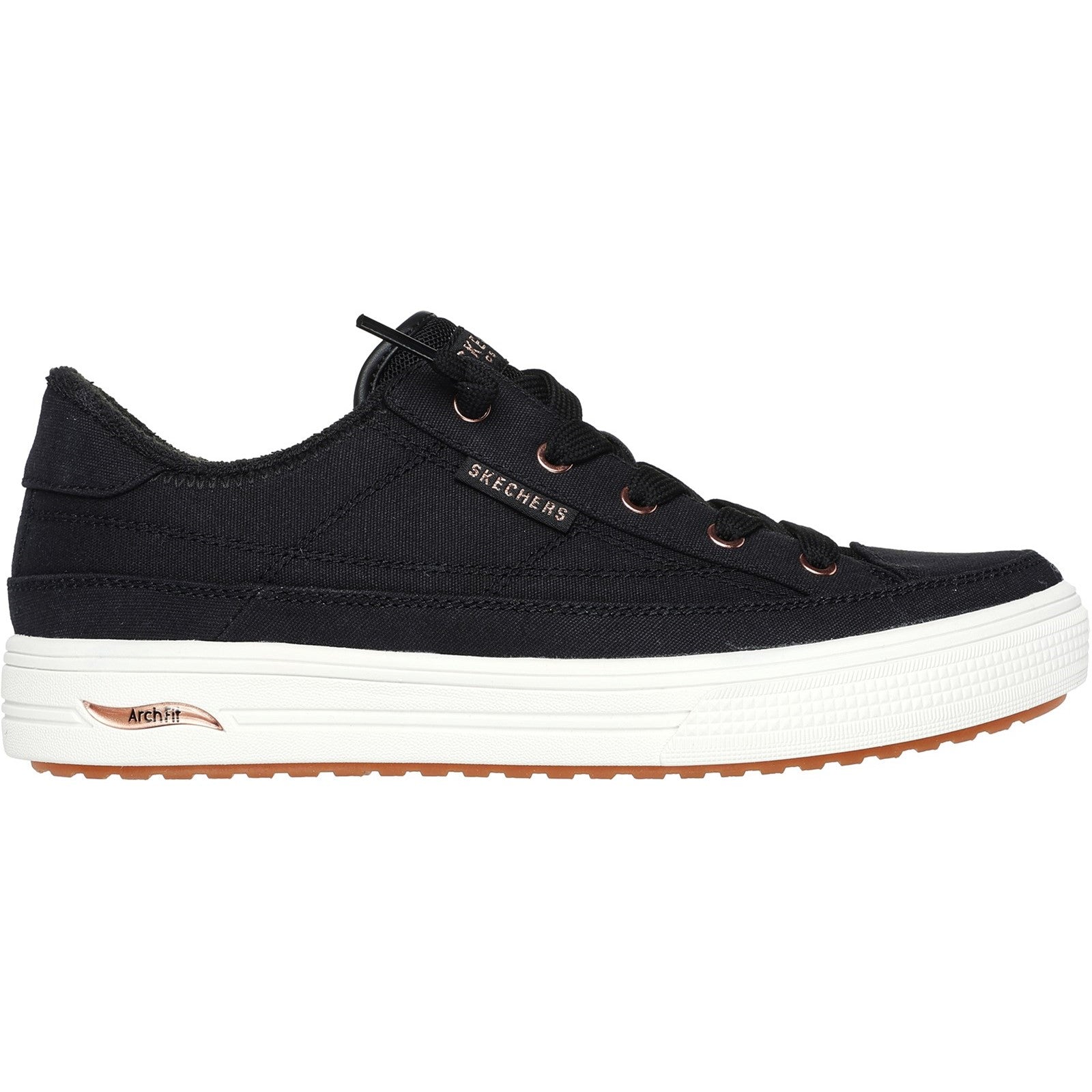 Skechers Womens Arch Fit Arcade - Meet Ya There 177190-BLK Black Lace Up Shoe