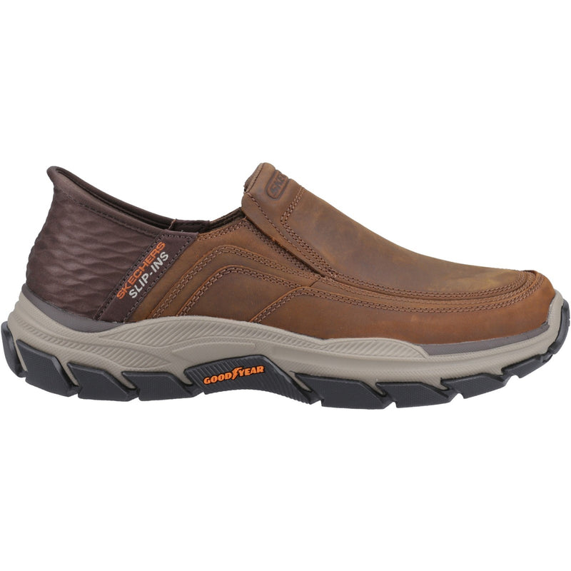Skechers Mens Respected Elgin 204810WW-CDB Dark Brown Slip On Shoe