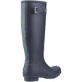 Hunter Womens Navy Original Tall Tartan Back Strap Wellington Boots