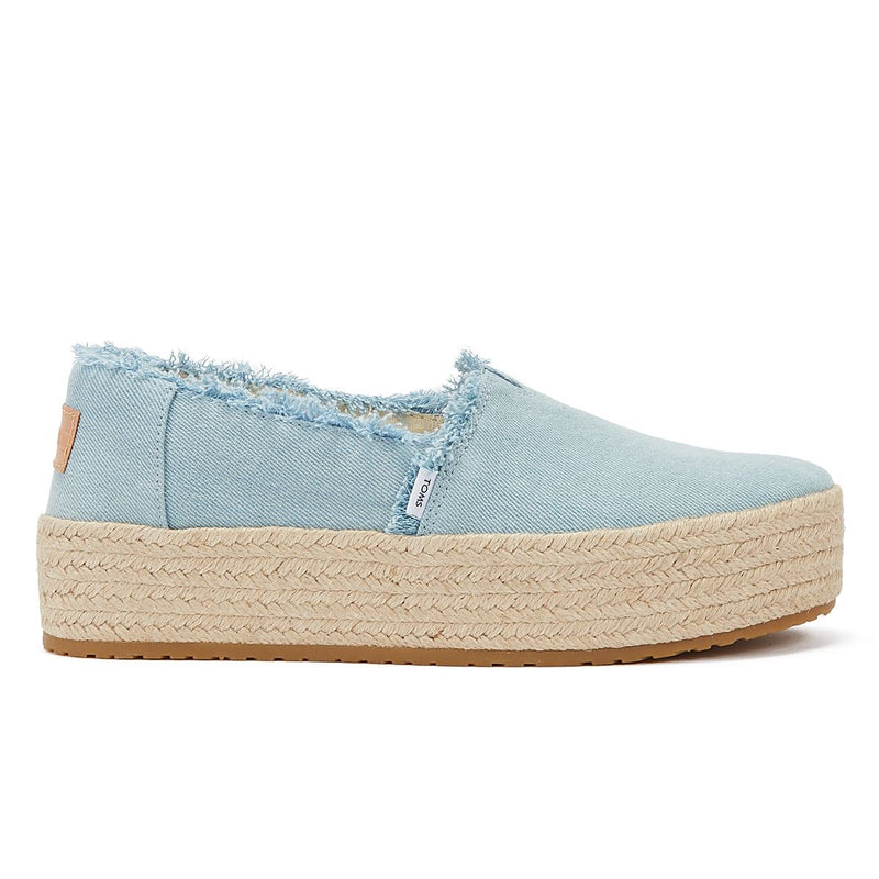 TOMS Washed Denim Valencia Pastel Blue Espadrilles Women's Blue Sandal