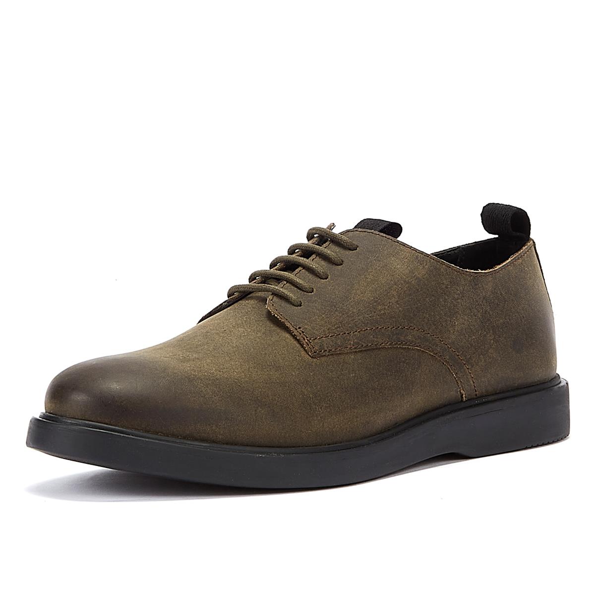 Hudson Barnstable Khaki Leather Men's Green Lace-Up Shoes