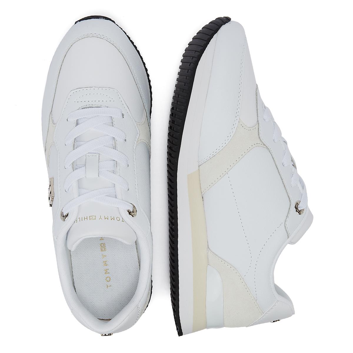 Tommy Hilfiger TH Emboss Metallic Sneaker Womens White/Gold Sneakers