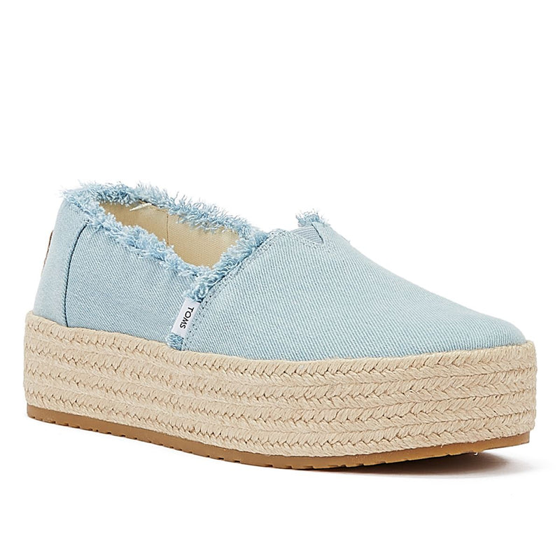 TOMS Washed Denim Valencia Pastel Blue Espadrilles Women's Blue Sandal