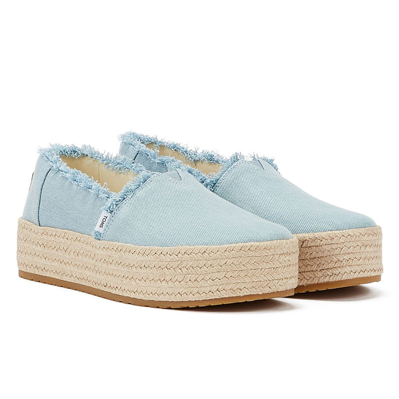 TOMS Washed Denim Valencia Pastel Blue Espadrilles Women's Blue Sandal
