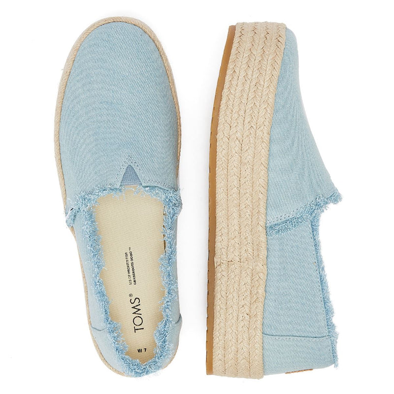 TOMS Washed Denim Valencia Pastel Blue Espadrilles Women's Blue Sandal