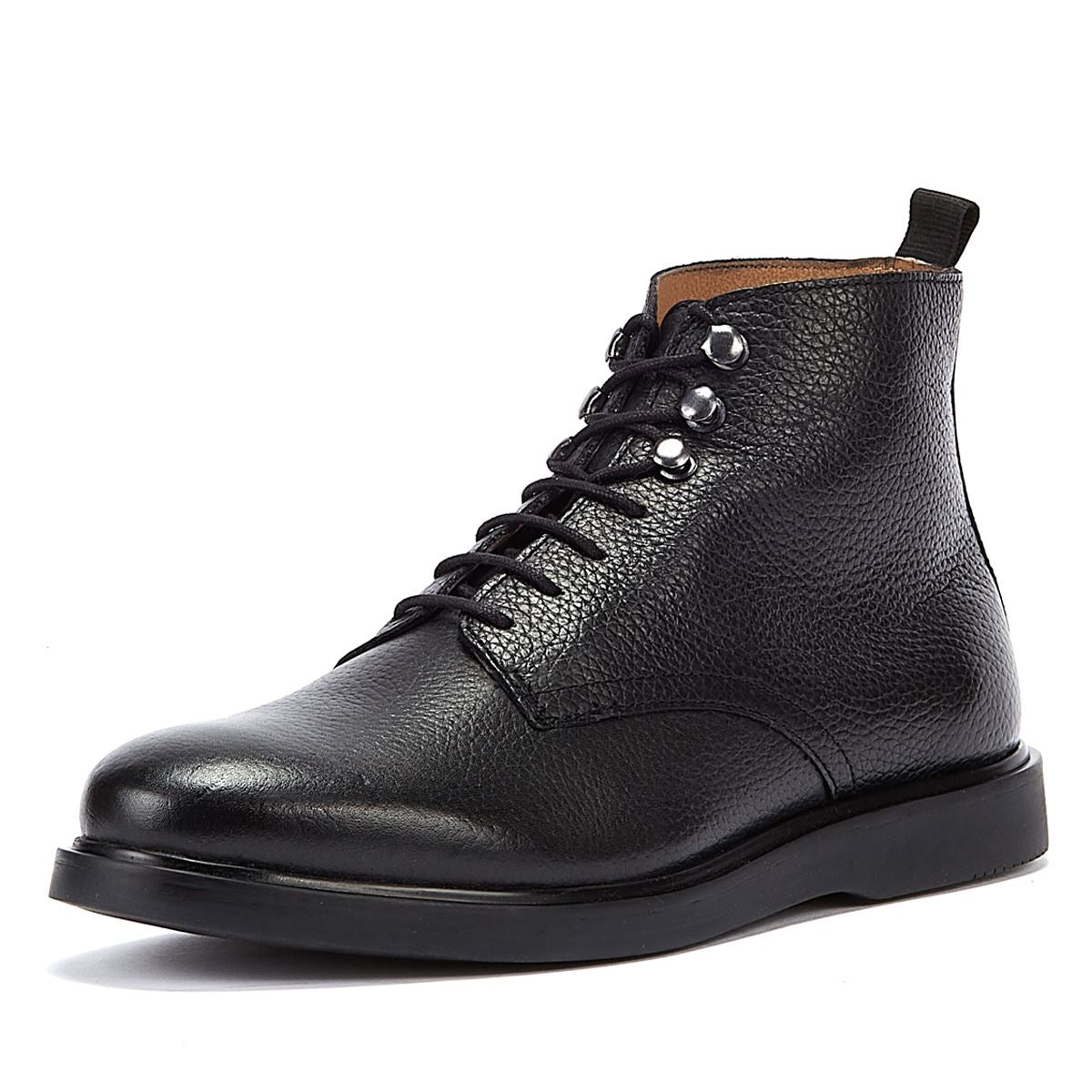 Hudson Battle Lace Leather Men's Black Boots