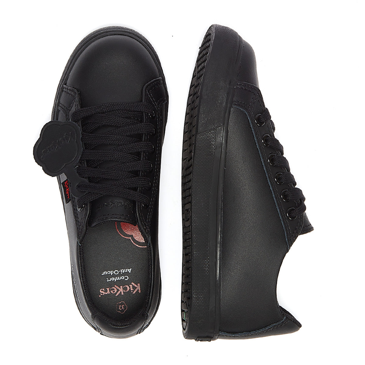 Kickers Tovni Lacer Leather Junior Black Sneakers