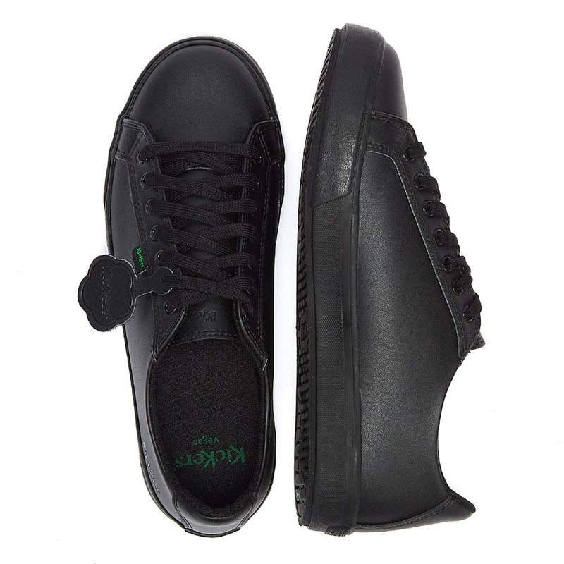 Kickers Youth Black Leather Tovni Lacer Sneakers