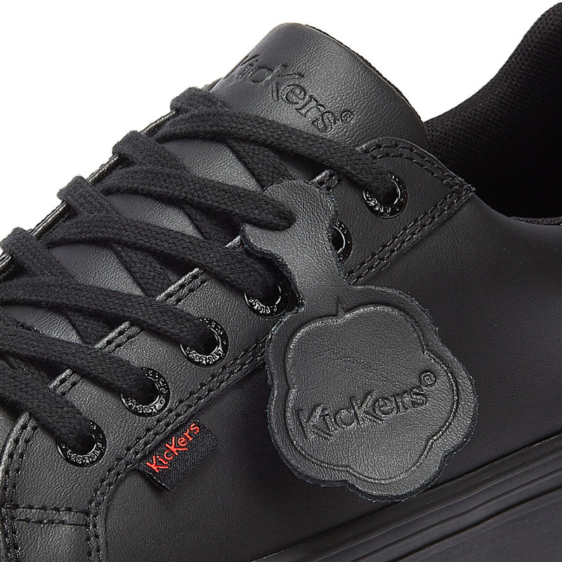 Kickers Youth Black Leather Tovni Lacer Sneakers