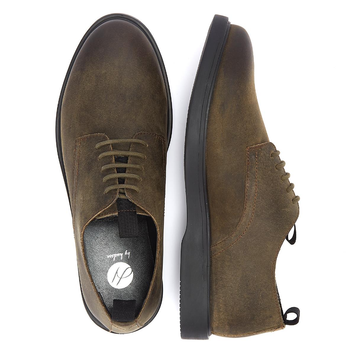 Hudson Barnstable Khaki Leather Men's Green Lace-Up Shoes